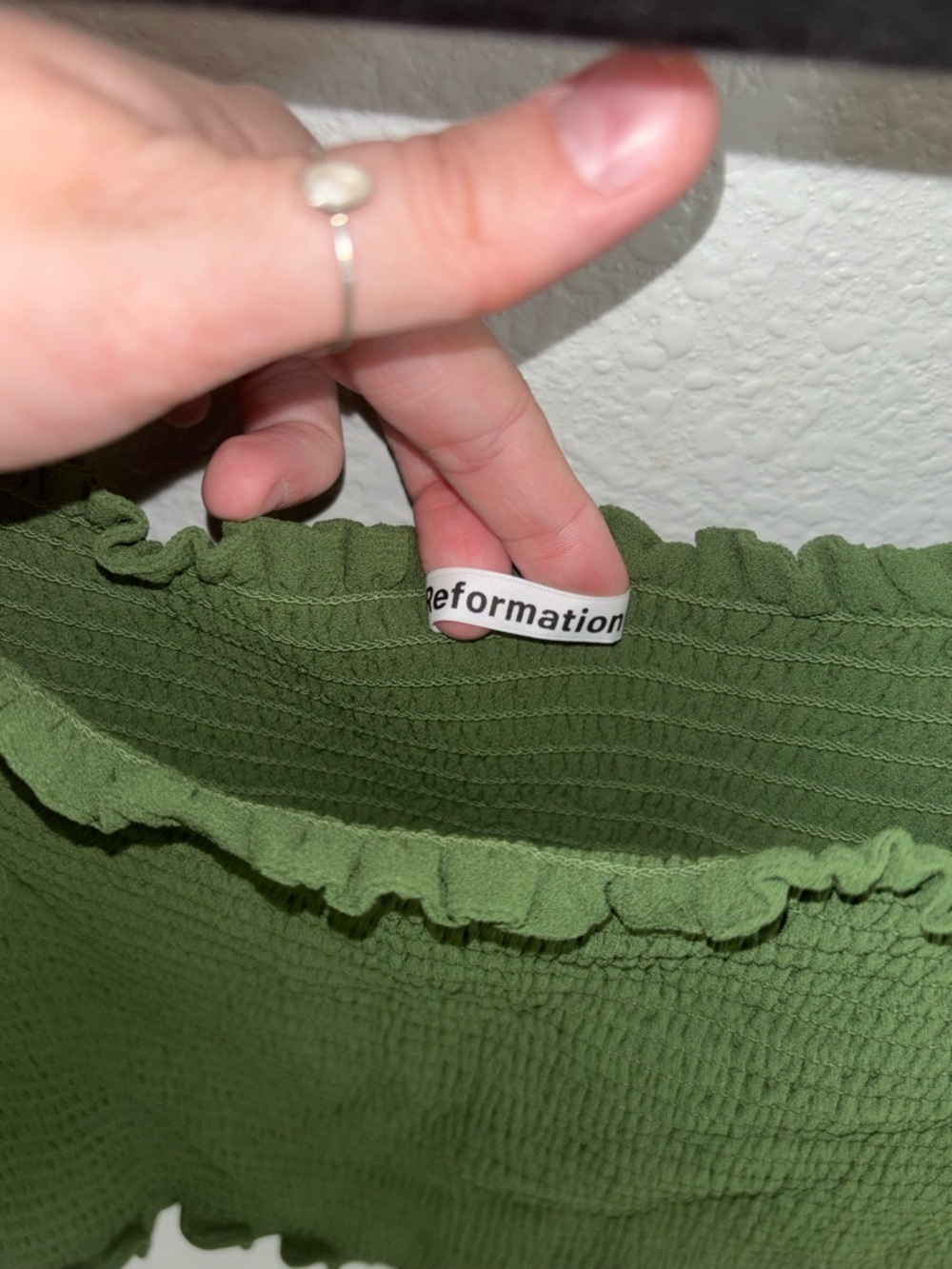 Reformation Pinto Smocked Top Green Puff Sleeve Square Neck Size M - Picture 3 of 5